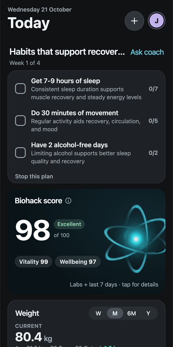 A 4-week habit plan on the Today screen