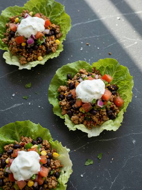 Turkey taco lettuce cups