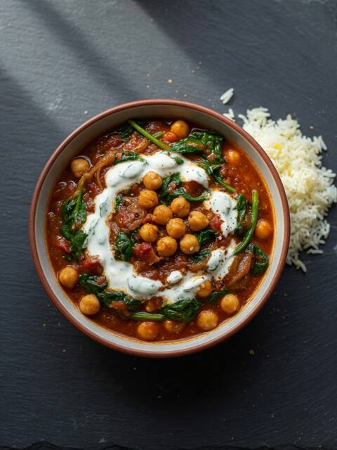Chickpea & spinach curry