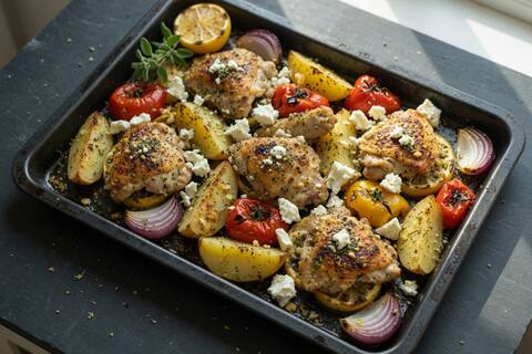 Greek chicken traybake