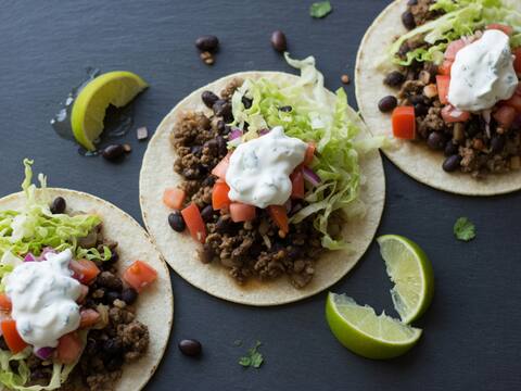 Black bean & beef tacos
