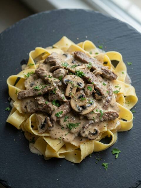 Beef stroganoff (lighter)