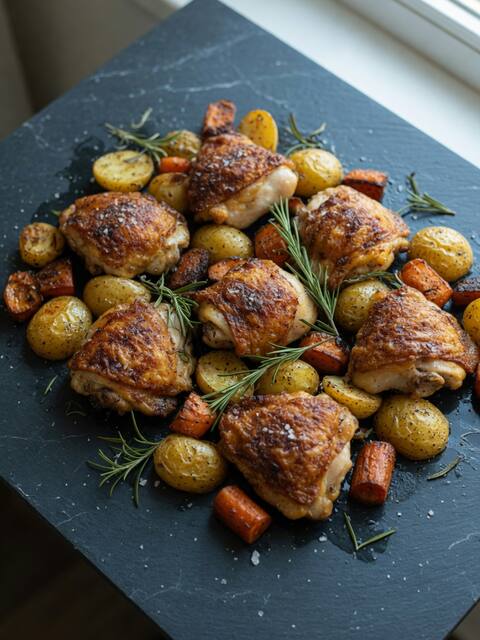 Chicken thigh tray bake