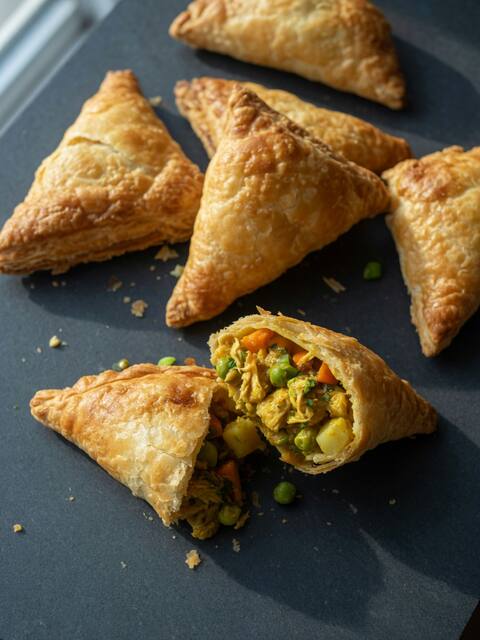 Chicken & veg curry puffs (baked)